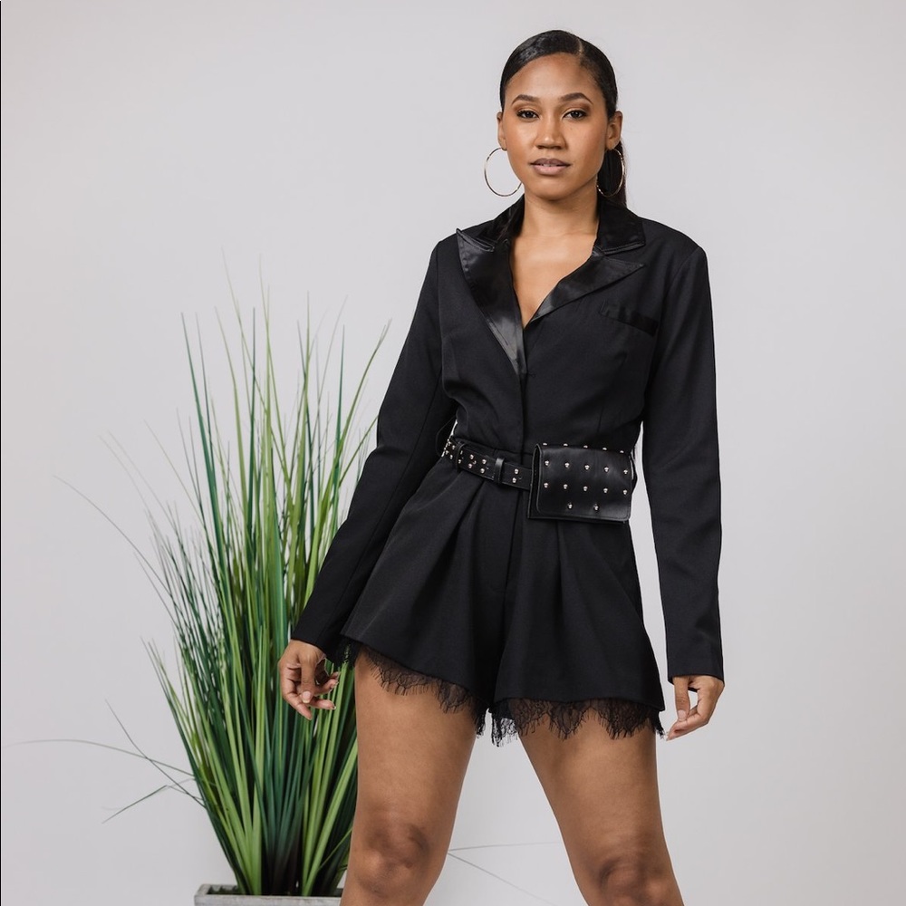 Studded Nights Romper w/waist purse